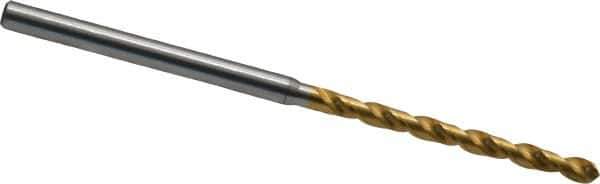 OSG - #40 130° Vanadium High Speed Steel Jobber Drill - TiN Finish, Right Hand Cut, Spiral Flute, Straight Shank, 62mm OAL, Standard Point - Eagle Tool & Supply