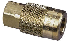Coilhose Pneumatics - 3/8 Female NPT Industrial/Acme Pneumatic Hose Coupler - Brass, 1/4" Body Diam - Eagle Tool & Supply