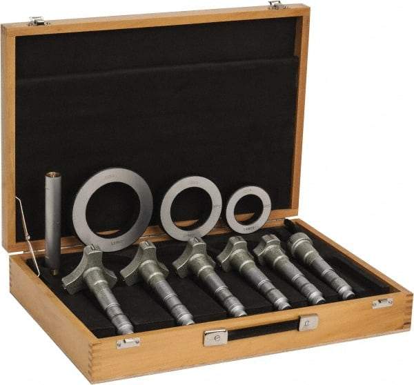 SPI - 1.6 to 4", Carbide, Hole Mechanical Inside Micrometer Set - 0.0002" Graduation, 6" Extension Rod Length, (3) Setting Rings Included - Eagle Tool & Supply