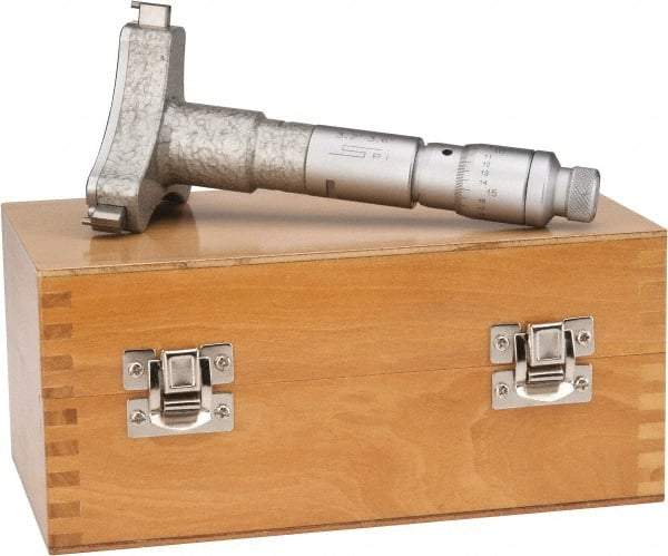 SPI - 3.2 to 3.6", 3.54" Gage Depth, Mechanical Inside Hole Micrometer - 0.0002" Graduation, 0.00025" Accuracy, Ratchet Stop Thimble - Eagle Tool & Supply