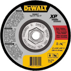 DeWALT - 24 Grit, 6" Wheel Diam, Type 27 Depressed Center Wheel - Coarse/Medium Grade, Ceramic, N Hardness, 10,100 Max RPM - Eagle Tool & Supply