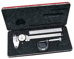 Starrett - 4 Piece, Machinist Caliper and Micrometer Tool Kit - 0 to 150 mm Caliper, 0 to 25 mm Micrometer - Eagle Tool & Supply