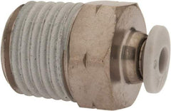 Norgren - 1/8" Tube OD, 1/4 NPTF Brass Push-to-Connect Tube Male Connector - Tube to Male NPT Connection, 150 Max psi, Nitrile O-Ring, 0 to 175°F Working Temp - Eagle Tool & Supply