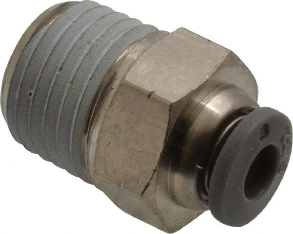 Norgren - 5/32" Tube OD, 1/4 NPTF Brass Push-to-Connect Tube Male Connector - Tube to Male NPT Connection, 150 Max psi, Nitrile O-Ring, 0 to 175°F Working Temp - Eagle Tool & Supply