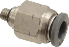 Norgren - 1/4" Tube OD, 10-32 UNF Brass Push-to-Connect Tube Male Connector - Tube to Male UNF Connection, 150 Max psi, Nitrile O-Ring, 0 to 175°F Working Temp - Eagle Tool & Supply