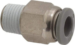 Norgren - 1/4" Tube OD, 1/8 NPTF Brass Push-to-Connect Tube Male Connector - Tube to Male NPT Connection, 150 Max psi, Nitrile O-Ring, 0 to 175°F Working Temp - Eagle Tool & Supply