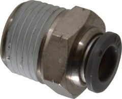 Norgren - 3/8" Tube OD, 1/2 NPTF Brass Push-to-Connect Tube Male Connector - Tube to Male NPT Connection, 150 Max psi, Nitrile O-Ring, 0 to 175°F Working Temp - Eagle Tool & Supply