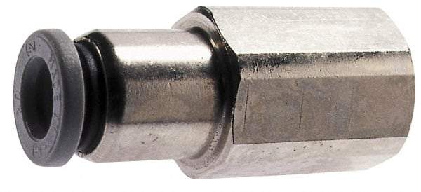 Norgren - 5/16" Tube OD, 1/4 NPTF Brass Push-to-Connect Tube Female Connector - Tube to Female NPT Connection, 150 Max psi, Nitrile O-Ring, 0 to 175°F Working Temp - Eagle Tool & Supply
