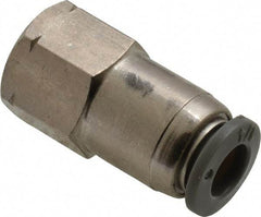 Norgren - 1/4" Tube OD, 1/8 NPTF Brass Push-to-Connect Tube Female Connector - Tube to Female NPT Connection, 150 Max psi, Nitrile O-Ring, 0 to 175°F Working Temp - Eagle Tool & Supply