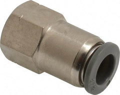 Norgren - 3/8" Tube OD, 1/4 NPTF Brass Push-to-Connect Tube Female Connector - Tube to Female NPT Connection, 150 Max psi, Nitrile O-Ring, 0 to 175°F Working Temp - Eagle Tool & Supply