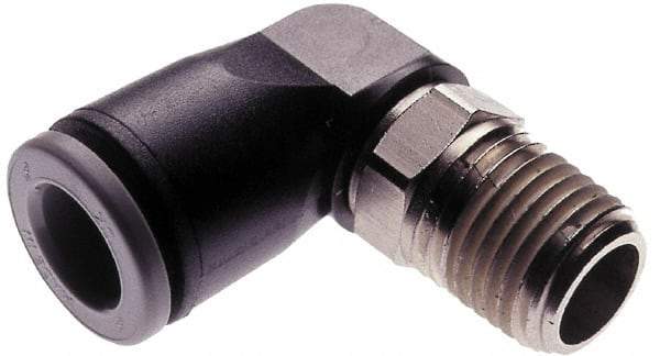 Norgren - 3/8" Tube OD, 1/2 NPTF Brass Push-to-Connect Tube Male Swivel Elbow - Tube to Male NPT Connection, 150 Max psi, Nitrile O-Ring, 0 to 175°F Working Temp - Eagle Tool & Supply