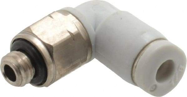 Norgren - 1/8" Tube OD, 10-32 UNF Brass Push-to-Connect Tube Male Swivel Elbow - Tube to Male UNF Connection, 150 Max psi, Nitrile O-Ring, 0 to 175°F Working Temp - Eagle Tool & Supply
