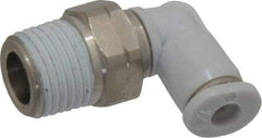 Norgren - 1/8" Tube OD, 1/8 NPTF Brass Push-to-Connect Tube Male Swivel Elbow - Tube to Male NPT Connection, 150 Max psi, Nitrile O-Ring, 0 to 175°F Working Temp - Eagle Tool & Supply