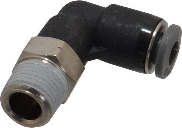 Norgren - 5/32" Tube OD, 1/8 NPTF Brass Push-to-Connect Tube Male Swivel Elbow - Tube to Male NPT Connection, 150 Max psi, Nitrile O-Ring, 0 to 175°F Working Temp - Eagle Tool & Supply