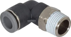 Norgren - 3/8" Tube OD, 3/8 NPTF Brass Push-to-Connect Tube Male Swivel Elbow - Tube to Male NPT Connection, 150 Max psi, Nitrile O-Ring, 0 to 175°F Working Temp - Eagle Tool & Supply