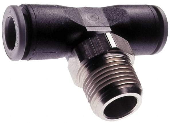 Norgren - 1/8" Tube OD, 1/8 NPTF Brass Push-to-Connect Tube Male Swivel Branch Tee - Tube to Male NPT Connection, 150 Max psi, Nitrile O-Ring, 0 to 175°F Working Temp - Eagle Tool & Supply