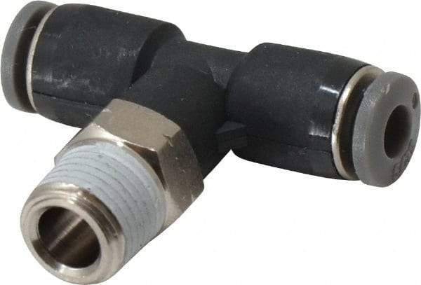 Norgren - 5/32" Tube OD, 1/8 NPTF Brass Push-to-Connect Tube Male Swivel Branch Tee - Tube to Male NPT Connection, 150 Max psi, Nitrile O-Ring, 0 to 175°F Working Temp - Eagle Tool & Supply