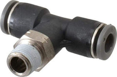 Norgren - 1/4" Tube OD, 1/8 NPTF Brass Push-to-Connect Tube Male Swivel Branch Tee - Tube to Male NPT Connection, 150 Max psi, Nitrile O-Ring, 0 to 175°F Working Temp - Eagle Tool & Supply
