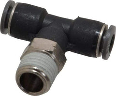 Norgren - 1/4" Tube OD, 1/4 NPTF Brass Push-to-Connect Tube Male Swivel Branch Tee - Tube to Male NPT Connection, 150 Max psi, Nitrile O-Ring, 0 to 175°F Working Temp - Eagle Tool & Supply