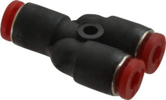 Norgren - 4mm Tube OD, Brass Push-to-Connect Tube Parallel Y - 150 Max psi, Tube to Tube Connection, Nitrile O-Ring, 0 to 175°F Working Temp - Eagle Tool & Supply