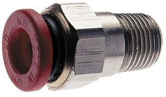 Norgren - 1/8" Tube OD, 1/16 NPTF Brass Push-to-Connect Tube Male Connector - Tube to Male NPT Connection, 150 Max psi, Nitrile O-Ring, 0 to 175°F Working Temp - Eagle Tool & Supply