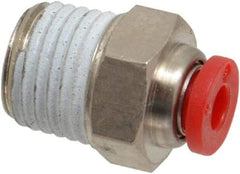Norgren - 4mm Tube OD, 1/4 BSPT Brass Push-to-Connect Tube Male Connector - Tube to Male BSPT Connection, 150 Max psi, Nitrile O-Ring, 0 to 175°F Working Temp - Eagle Tool & Supply