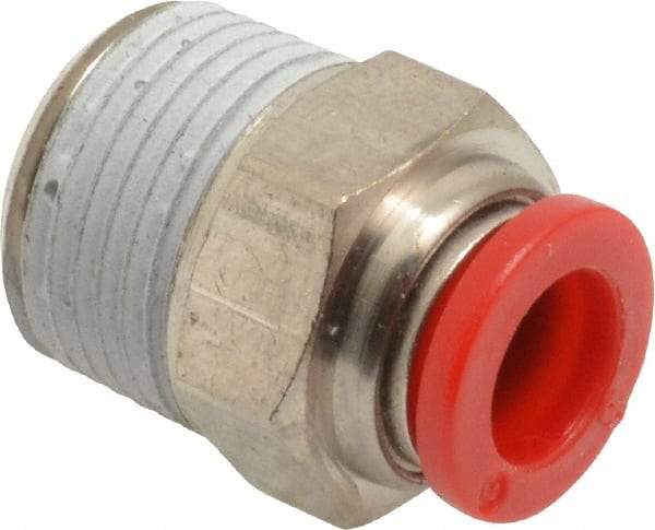 Norgren - 8mm Tube OD, 3/8 BSPT Brass Push-to-Connect Tube Male Connector - Tube to Male BSPT Connection, 150 Max psi, Nitrile O-Ring, 0 to 175°F Working Temp - Eagle Tool & Supply