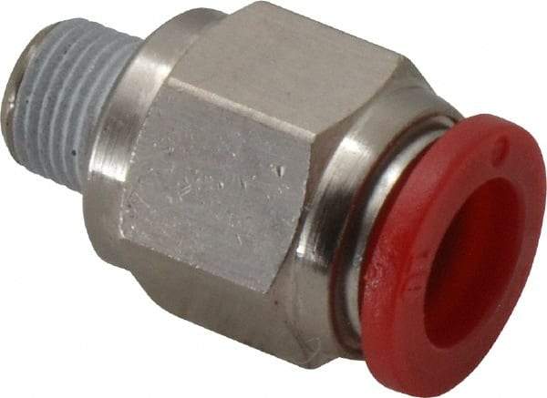 Norgren - 10mm Tube OD, 1/8 BSPT Brass Push-to-Connect Tube Male Connector - Tube to Male BSPT Connection, 150 Max psi, Nitrile O-Ring, 0 to 175°F Working Temp - Eagle Tool & Supply