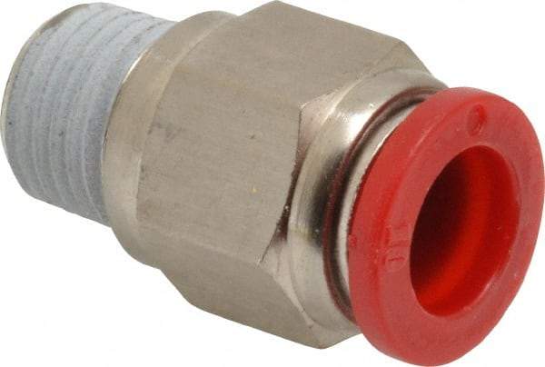 Norgren - 10mm Tube OD, 1/4 BSPT Brass Push-to-Connect Tube Male Connector - Tube to Male BSPT Connection, 150 Max psi, Nitrile O-Ring, 0 to 175°F Working Temp - Eagle Tool & Supply