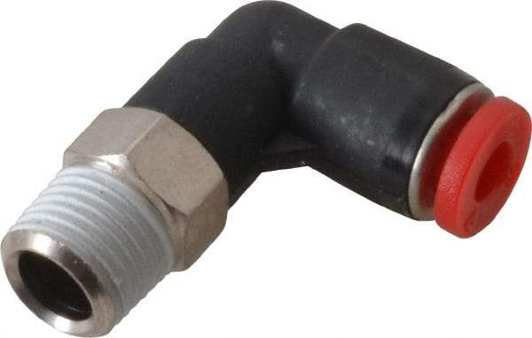 Norgren - 4mm Tube OD, 1/8 BSPT Brass Push-to-Connect Tube Male Swivel Elbow - Tube to Male BSPT Connection, 150 Max psi, Nitrile O-Ring, 0 to 175°F Working Temp - Eagle Tool & Supply
