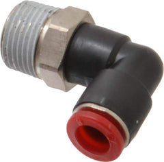 Norgren - 8mm Tube OD, 3/8 BSPT Brass Push-to-Connect Tube Male Swivel Elbow - Tube to Male BSPT Connection, 150 Max psi, Nitrile O-Ring, 0 to 175°F Working Temp - Eagle Tool & Supply