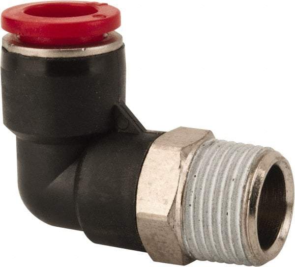 Norgren - 10mm Tube OD, 3/8 BSPT Brass Push-to-Connect Tube Male Swivel Elbow - Tube to Male BSPT Connection, 150 Max psi, Nitrile O-Ring, 0 to 175°F Working Temp - Eagle Tool & Supply