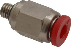 Norgren - 4mm Tube OD, M5 Metric Brass Push-to-Connect Tube Union - Tube to Tube Connection, 150 Max psi, Nitrile O-Ring, 0 to 175°F Working Temp - Eagle Tool & Supply