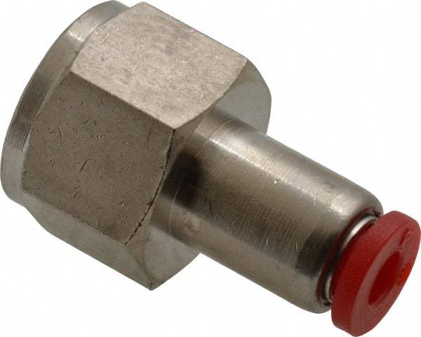 Norgren - 4mm Tube OD, 1/4 BSPP Brass Push-to-Connect Tube Female Connector - Tube to Female BSPP Connection, 150 Max psi, Nitrile O-Ring, 0 to 175°F Working Temp - Eagle Tool & Supply