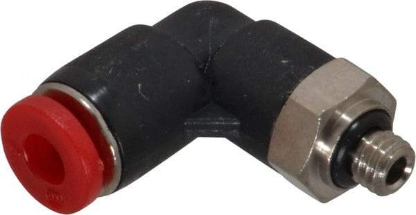 Norgren - 4mm Tube OD, M5 Metric Brass Push-to-Connect Tube Male Swivel Elbow - Tube to Metric Thread Connection, 150 Max psi, Nitrile O-Ring, 0 to 175°F Working Temp - Eagle Tool & Supply