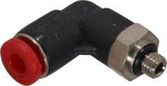 Norgren - 4mm Tube OD, M5 Metric Brass Push-to-Connect Tube Male Swivel Elbow - Tube to Metric Thread Connection, 150 Max psi, Nitrile O-Ring, 0 to 175°F Working Temp - Eagle Tool & Supply
