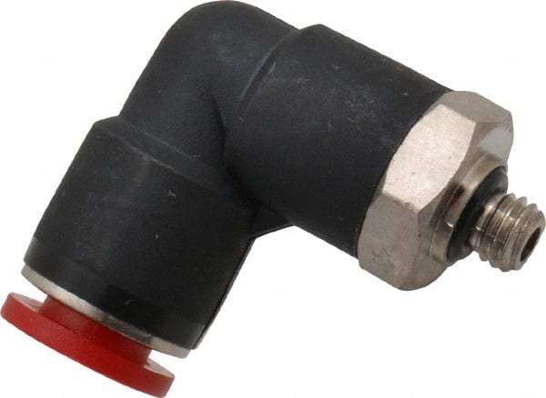 Norgren - 6mm Tube OD, M5 Metric Brass Push-to-Connect Tube Male Swivel Elbow - Tube to Metric Thread Connection, 150 Max psi, Nitrile O-Ring, 0 to 175°F Working Temp - Eagle Tool & Supply