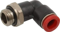 Norgren - 8mm Tube OD, 1/4 BSPP Brass Push-to-Connect Tube Male Swivel Elbow - Tube to Male BSPP Connection, 150 Max psi, Nitrile O-Ring, 0 to 175°F Working Temp - Eagle Tool & Supply