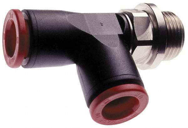 Norgren - 8mm Tube OD, 3/8 BSPP Brass Push-to-Connect Tube Male Swivel Run Tee - Tube to Male BSPP Connection, 150 Max psi, Nitrile O-Ring, 0 to 175°F Working Temp - Eagle Tool & Supply
