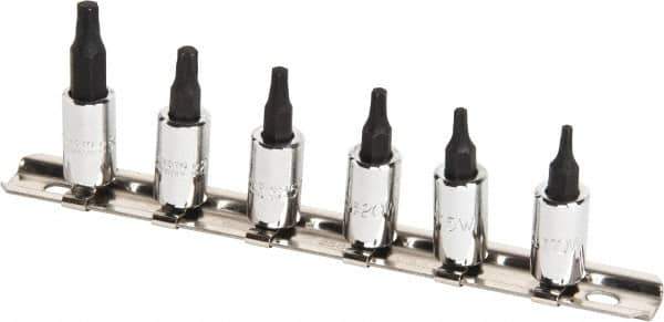 Proto - 6 Piece 1/4" Drive Torx Bit Socket Set - T10 to T30 Torx - Eagle Tool & Supply