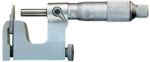 Value Collection - 25 to 50 mm Range, Carbide Face, Satin Chrome Coated, Mechanical Multi Anvil Micrometer - Friction Thimble, 0.01 mm Graduation, 0.0001 Inch Accuracy - Eagle Tool & Supply
