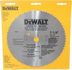 DeWALT - 7-1/4" Diam, 5/8" Arbor Hole Diam, 68 Tooth Wet & Dry Cut Saw Blade - Steel, Smooth Action, Standard Round Arbor - Eagle Tool & Supply