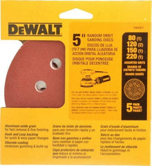 DeWALT - 80, 120, 150, 180, 220 Grit, 5" Disc Diam, Abrasive Disc Kit - Coated, Medium, Fine, (3) Very Fine Grade, Aluminum Oxide - Eagle Tool & Supply