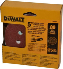 DeWALT - 5" Diam, 80 Grit, Aluminum Oxide Hook & Loop Disc - Medium Grade, Coated, Paper Backing, - Eagle Tool & Supply