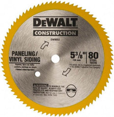 DeWALT - 5-3/8" Diam, 10mm Arbor Hole Diam, 80 Tooth Wet & Dry Cut Saw Blade - Steel, Standard Round Arbor - Eagle Tool & Supply