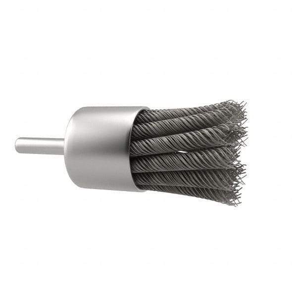 Anderson - 1-1/8" Brush Diam, Knotted, End Brush - 1/4" Diam Shank, 22,000 Max RPM - Eagle Tool & Supply
