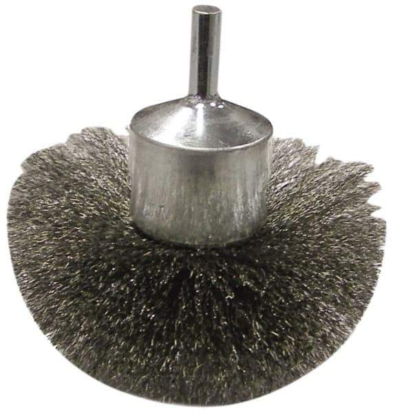 Anderson - 3" Brush Diam, Crimped, Flared End Brush - 1/4" Diam Shank, 16,000 Max RPM - Eagle Tool & Supply
