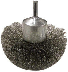 Anderson - 3" Brush Diam, Crimped, Flared End Brush - 1/4" Diam Shank, 16,000 Max RPM - Eagle Tool & Supply