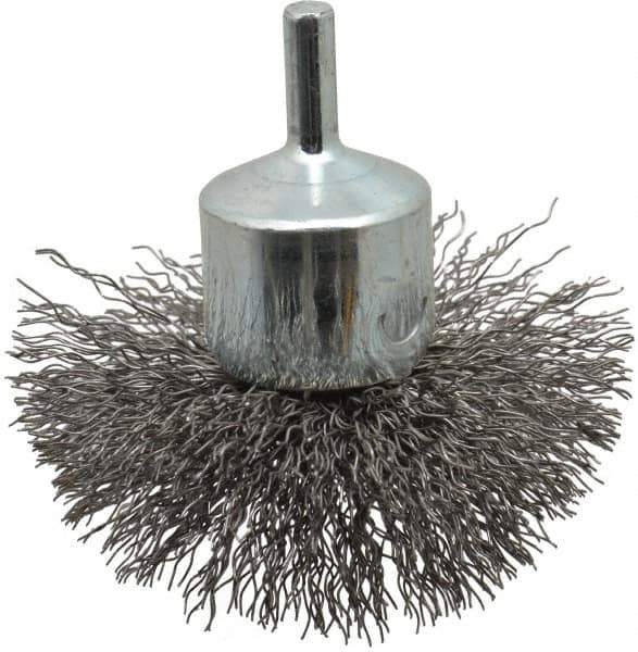 Anderson - 3" Brush Diam, Crimped, Flared End Brush - 1/4" Diam Shank, 16,000 Max RPM - Eagle Tool & Supply