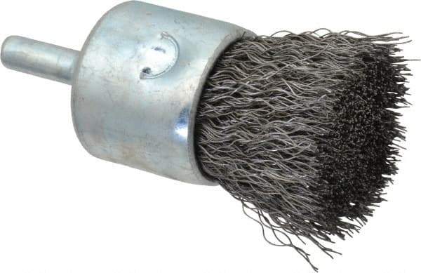 Anderson - 1" Brush Diam, Crimped, End Brush - 1/4" Diam Shank, 22,000 Max RPM - Eagle Tool & Supply